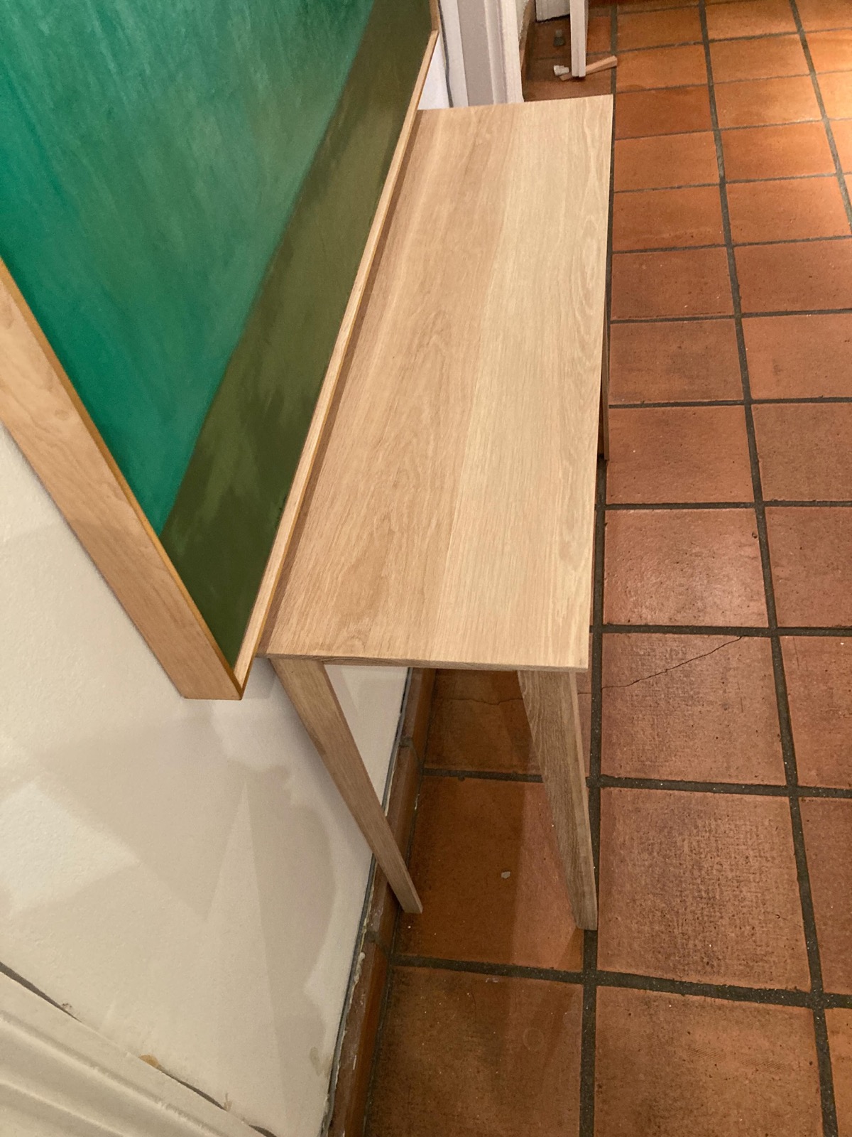Blond birch laptop table with slim tapered legs